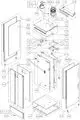 Explosionszeichnung eines Ölbrennwertkessels mit verschiedenen Komponenten. Detaillierte Teile und deren Anordnung sind klar erkennbar. Produkt von Wolf.